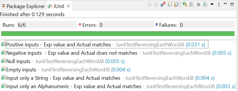 How to write JUnit test code in Java for the function Reversing of each ...